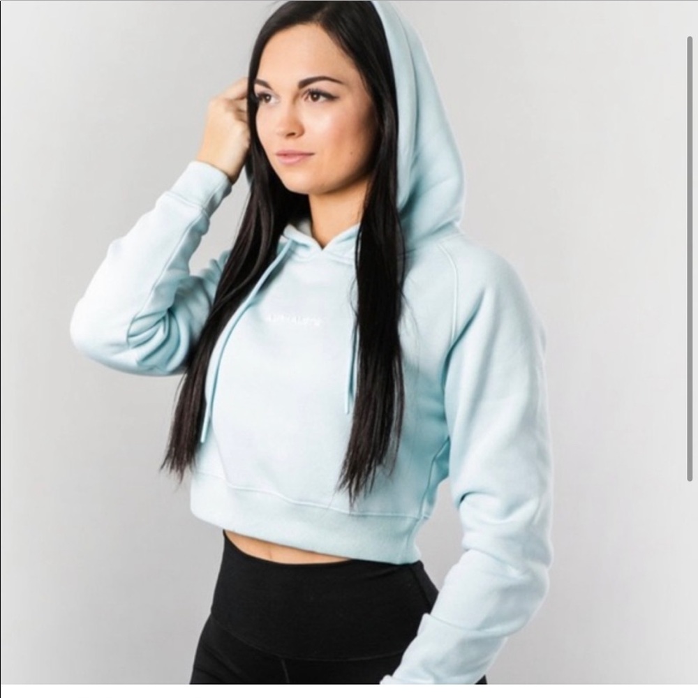 💥SOLD💥 Alphalete Light blue cropped hoodie